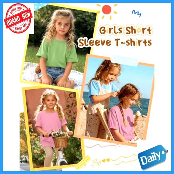 3 Pack Girls Oversized Tees Rolled Sleeve Loose Fit Summer Tops - Picture 3 of 7